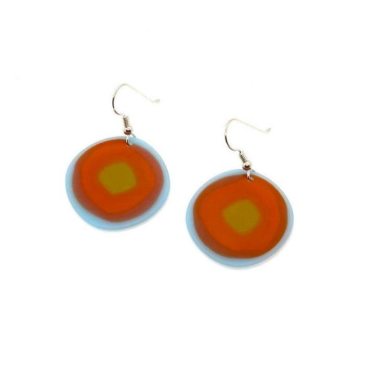 Handmade earrings - Blue / Orange / Lime