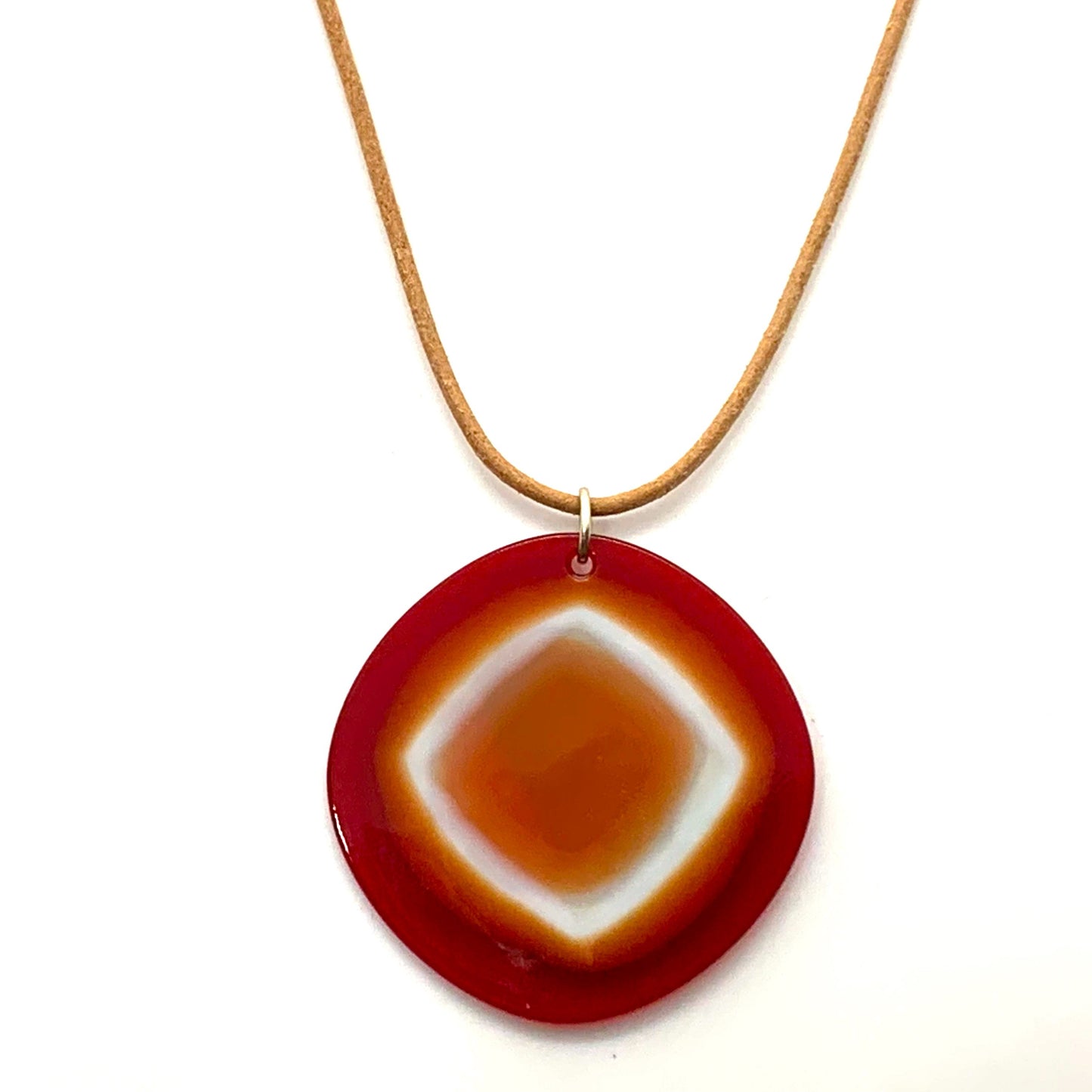 Handmade necklace - Transparent Red / French Vanilla / Orange - Gloss Finish