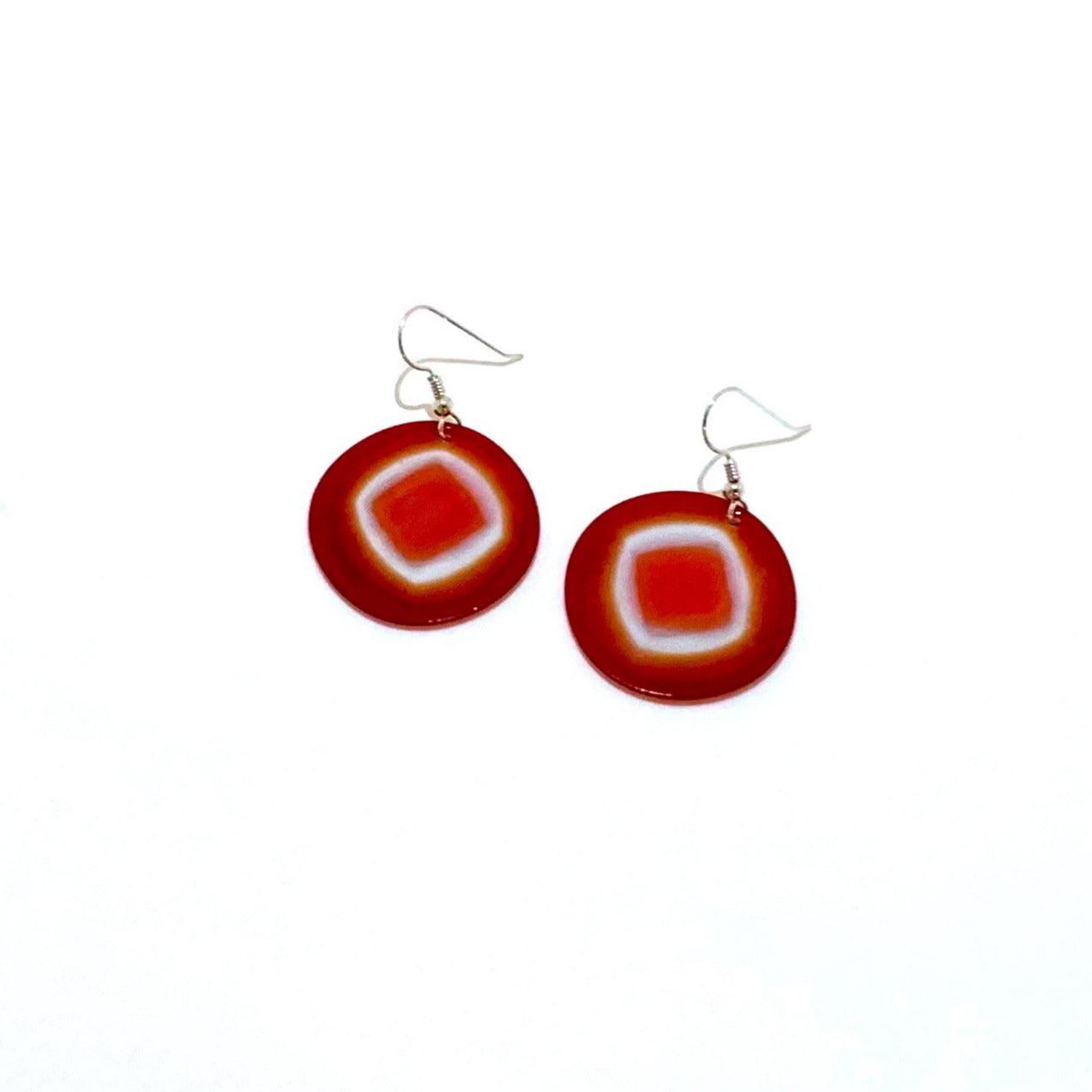 Handmade earrings - Transparent Red / French Vanilla / Orange